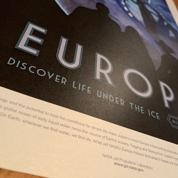 NASA EUROPA RETRO STYLE COLLECTORS SPACE TRAVEL POSTER WALL ART CARD STOCK NEW - Picture 3 of 8